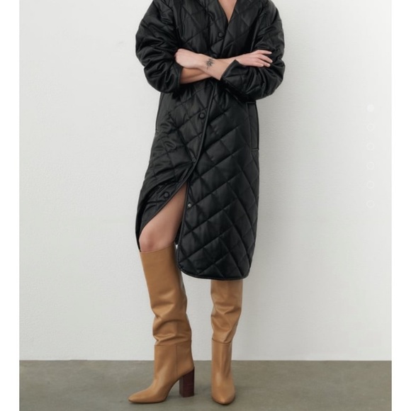 ZARA LEATHER KNEE HIGH HEEL BOOTS - SOLD OUT - Picture 2 of 7